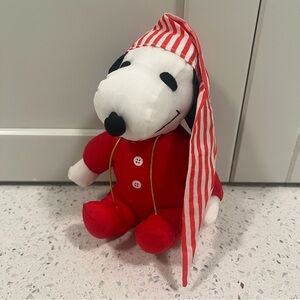 Vintage Whitman's Candy PEANUTS Snoopy Red and White Pajamas and Cap Plush Toy